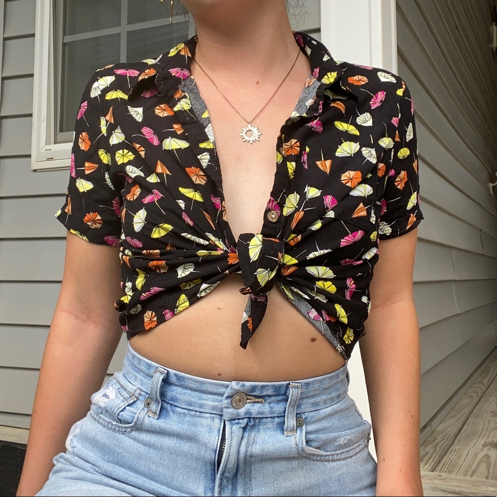 cropped button down